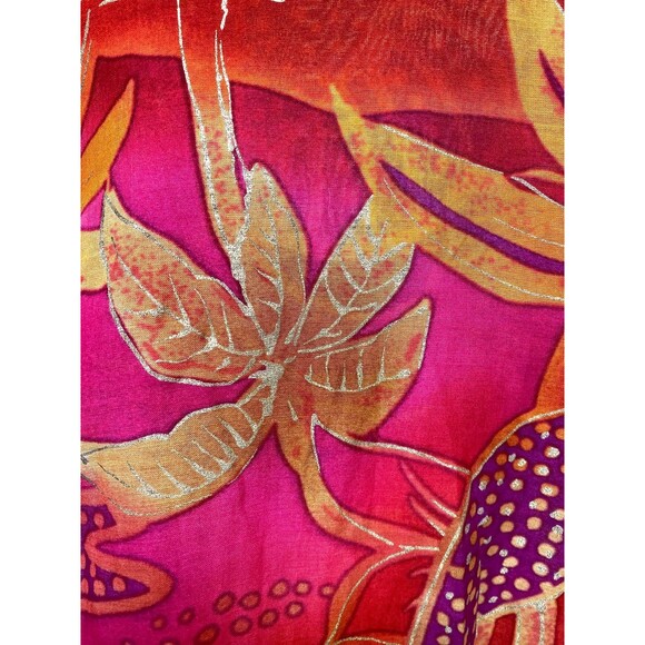 Boo Gemes cotton silk floral Hawaiian thin tunic blouse colorful cruise size L - Picture 7 of 12